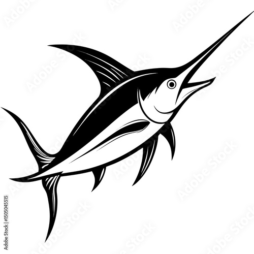 Black Marlin Vector on White Background