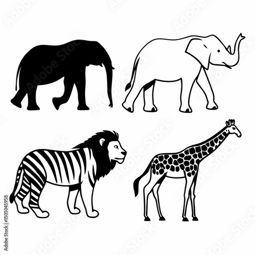 Striped zebra animal vector illustration with a wild mammal in a nature safari design