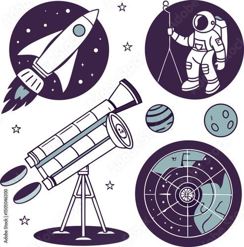 space exploration astronomy rocket telescope planet astronaut
