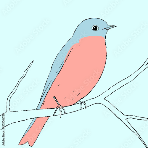 A vibrant vector illustration of an Eastern Bluebird, showcasing its vivid blue plumage and warm reddish chest, ideal for nature-themed designs.