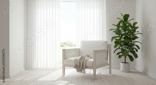 A minimalist, bright interior scene