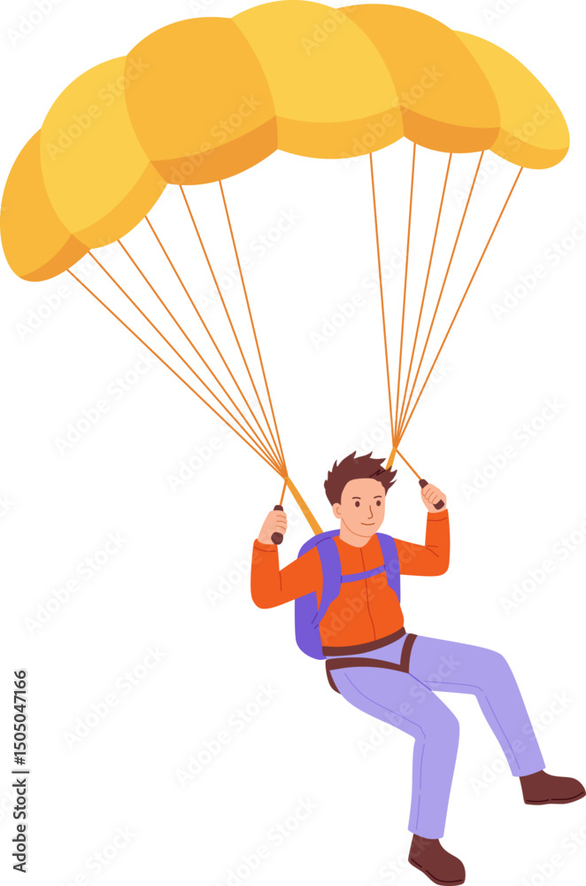 Obraz premium Skydiver Enjoys Safe Parachute Descent