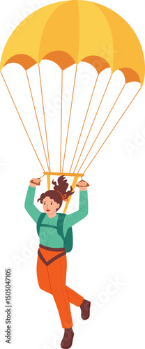 Skydiver Descending with Parachute