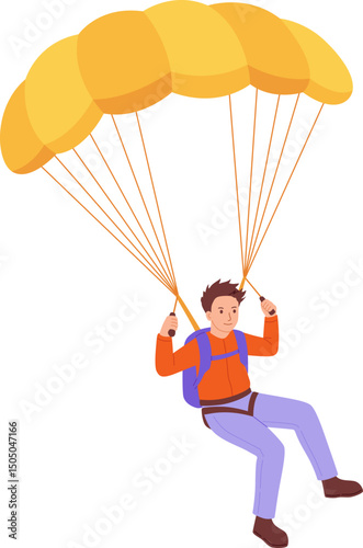 Skydiver Enjoys Safe Parachute Descent