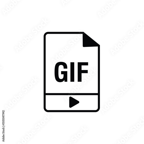 GIF glyph icon one white background. Vector Illustration.