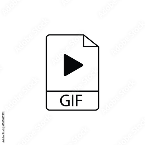 GIF glyph icon one white background. Vector Illustration.