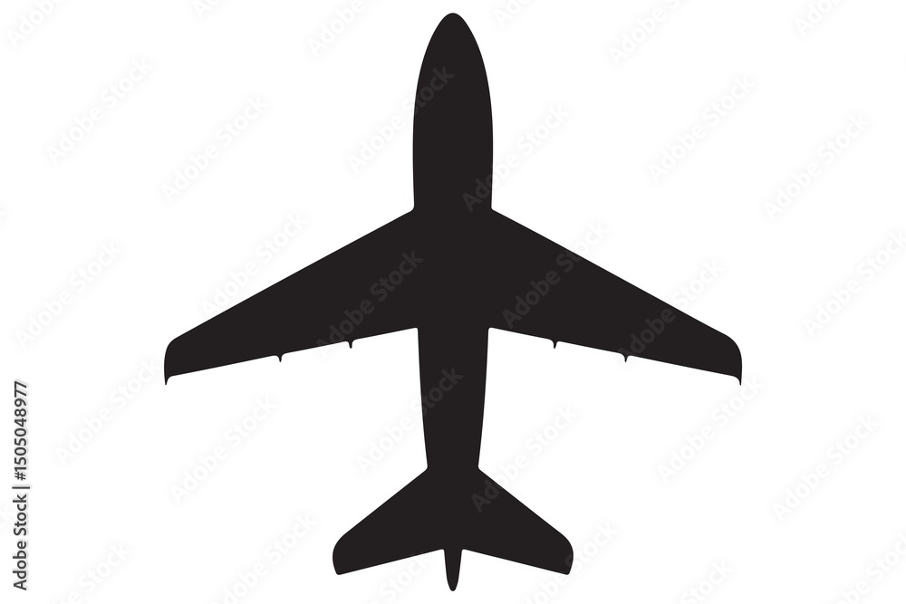 Fototapeta premium Airplane silhouette vector illustration on white background