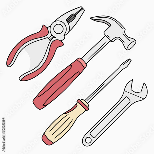Vector illustration of appliance repair tools set, isolated on white background
