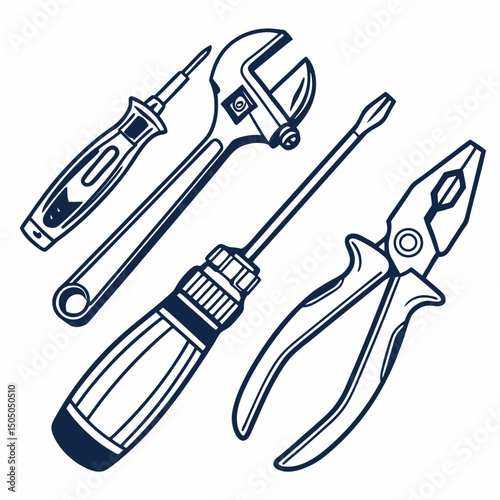 Vector illustration of appliance repair tools set, isolated on white background