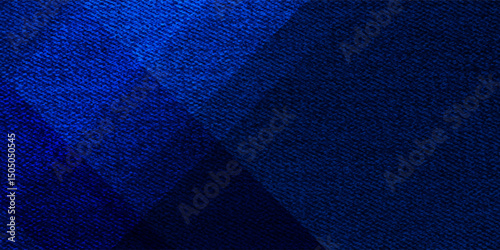 Black dark navy blue silver abstract pattern background. Geometric shape. Line triangle angle fold polygon diamond 3D. Color gradient ombre. Rough grain noise. Light shadow. Matte shimmer. Minimum.