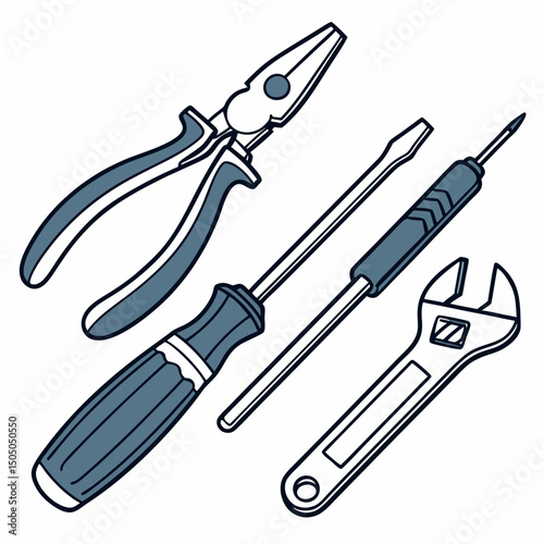 Vector illustration of appliance repair tools set, isolated on white background