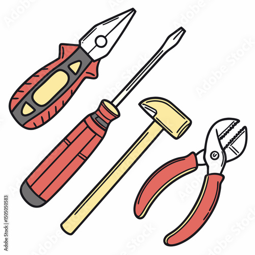 Vector illustration of appliance repair tools set, isolated on white background