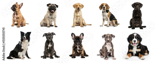 Collection of dogs, png on transparency background