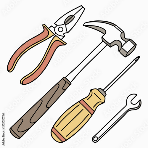 Vector illustration of appliance repair tools set, isolated on white background