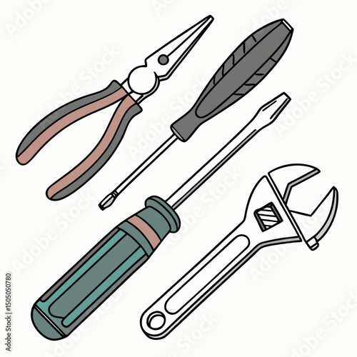 Vector illustration of appliance repair tools set, isolated on white background
