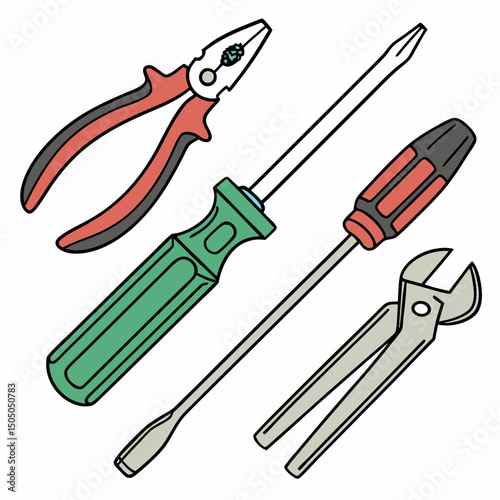 Vector illustration of appliance repair tools set, isolated on white background