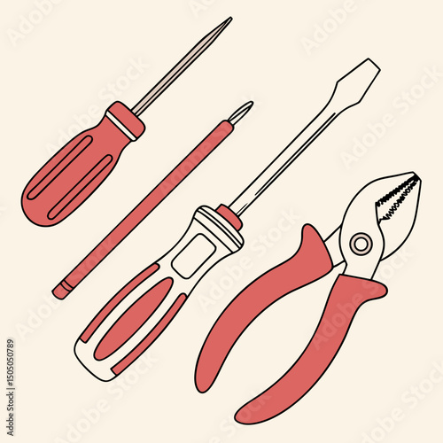 Vector illustration of appliance repair tools set, isolated on white background