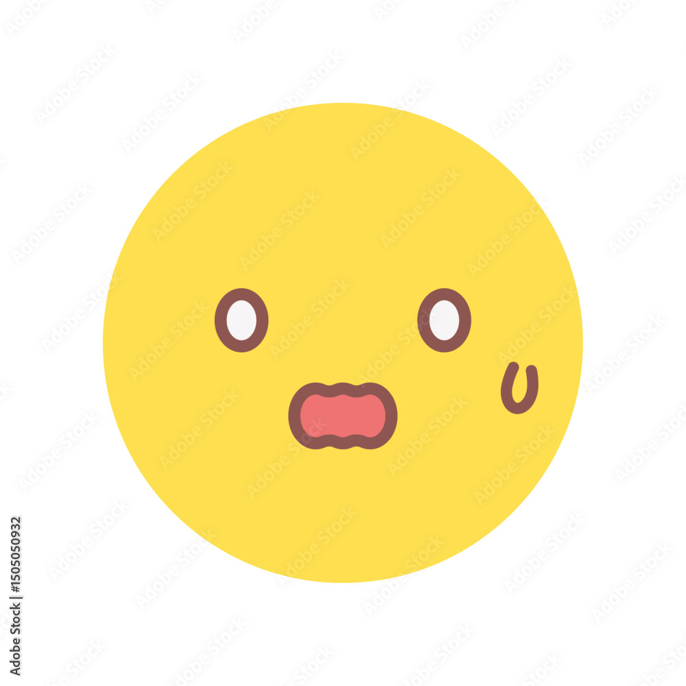 Fototapeta premium あわあわ焦っている顔のシンプルでかわいい絵文字 - 慌てる･パニックなど動揺の感情のイメージ素材