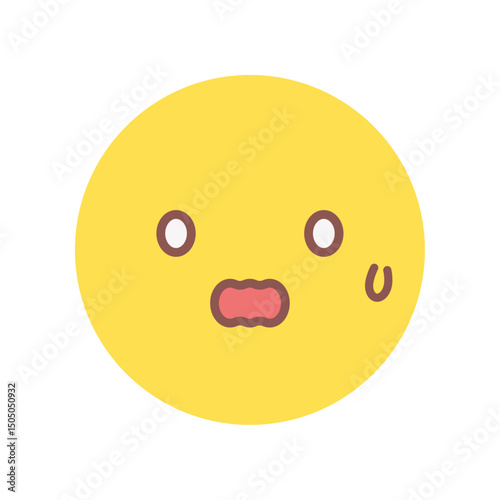 あわあわ焦っている顔のシンプルでかわいい絵文字 - 慌てる･パニックなど動揺の感情のイメージ素材