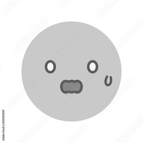 あわあわ焦っている顔のシンプルでかわいい絵文字 - 慌てる･パニックなど動揺の感情のイメージ素材