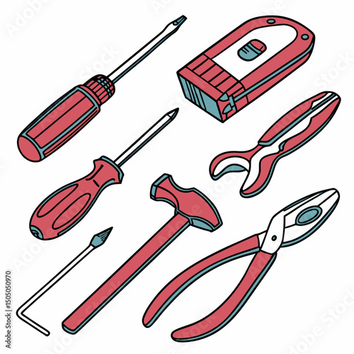 Vector illustration of appliance repair tools set, isolated on white background