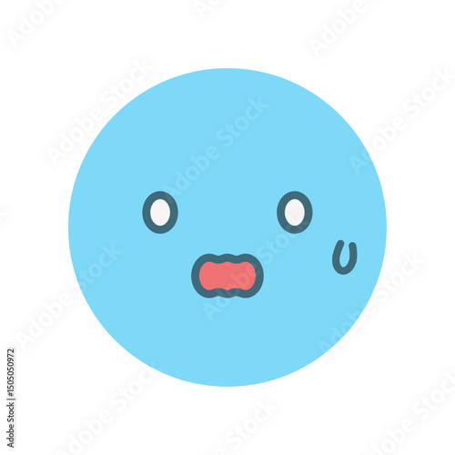 あわあわ焦っている顔のシンプルでかわいい絵文字 - 慌てる･パニックなど動揺の感情のイメージ素材