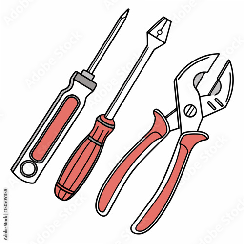 Vector illustration of appliance repair tools set, isolated on white background