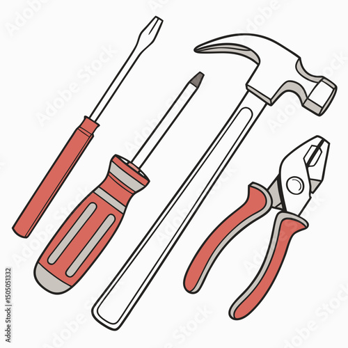 Vector illustration of appliance repair tools set, isolated on white background