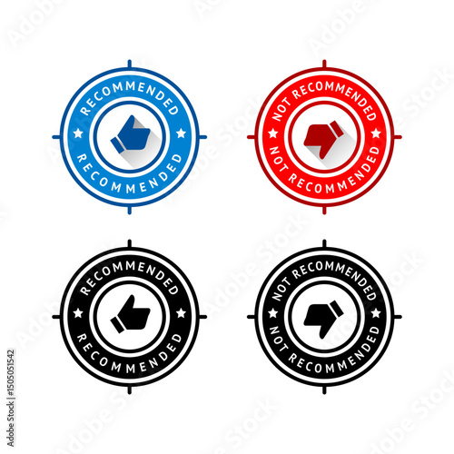 Set of badge like and dislike, thumbs up and thumbs down symbols, vector stamps.
