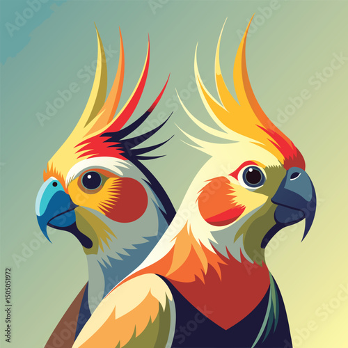 Vector illustration of a Colorful cockatoo portrait.