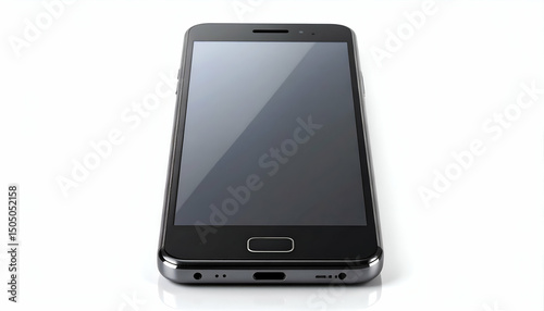 a first-generation smartphone from 2010, touch screen visible, minimalist studio shot with white background