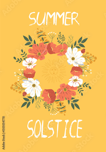vector greeting card. summer solstice