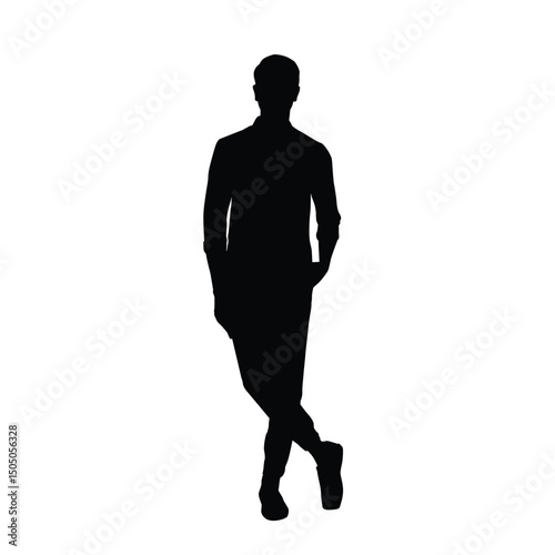 Silhouette of a man standing casually with legs crossed, showing a relaxed and confident posture