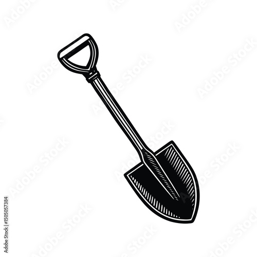 hand drawn Shovel logo vector illustration isolated on white background