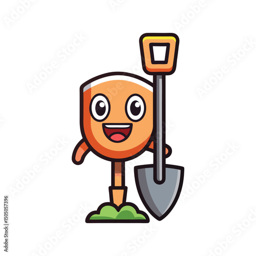 hand drawn Shovel logo vector illustration isolated on white background
