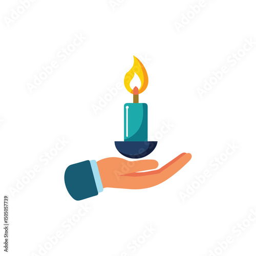 Hand with candle logo vector illustration isolated on white background
