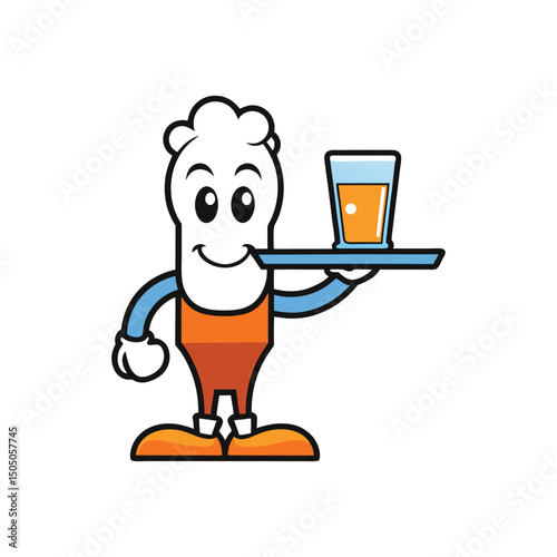 hand hold tray with beer glass logo vector illustration isolated on white background