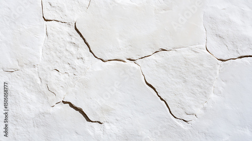 Cracked Stone Texture: A close-up reveals the intricate patterns and fissures in a white stone surface, perfect for backgrounds or textures.