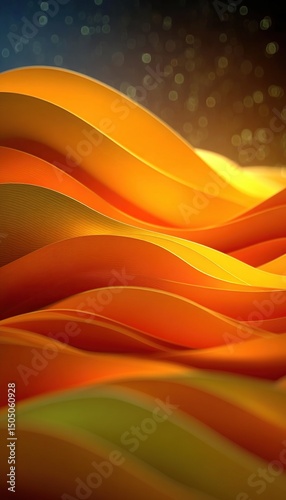 Abstract Orange Waves with Night Sky.