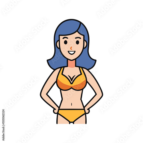 sketch woman in bikini logo vector illustration isolated on white background