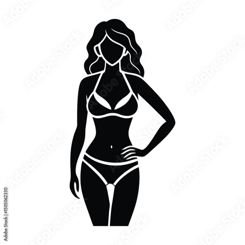 sketch woman in bikini logo vector illustration isolated on white background