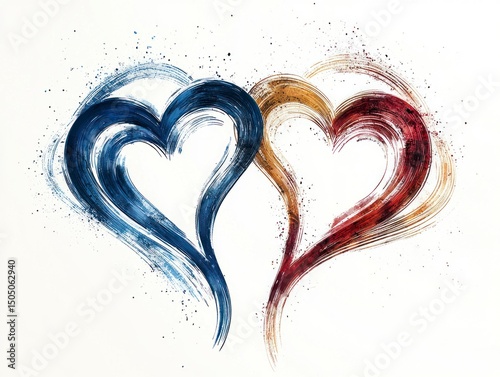 Beautiful Artistic Hearts Design with Brush Strokes on a Creative Background for Open Space Projects