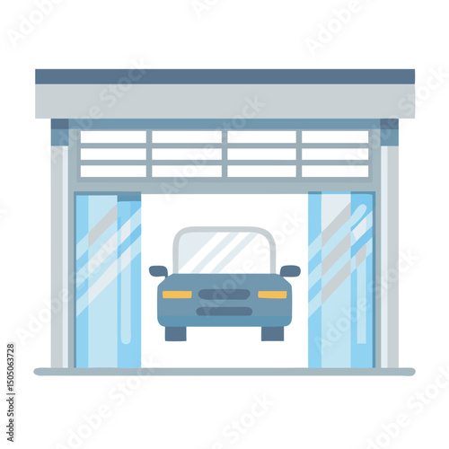 Vector illustration of repair shop front view icon, isolated on white background