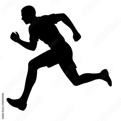 A man running in a dynamic silhouette, conveying speed and athleticism.