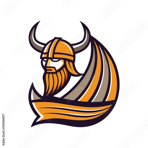 viking ship logo vector illustration isolated on white background