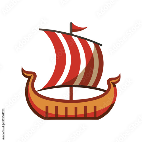 viking ship logo vector illustration isolated on white background