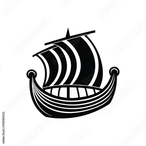 viking ship logo vector illustration isolated on white background