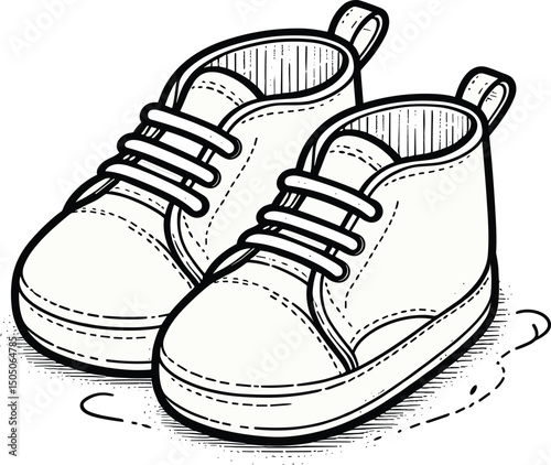  Cute Baby Shoes Vector Illustration – Hand Drawn Style