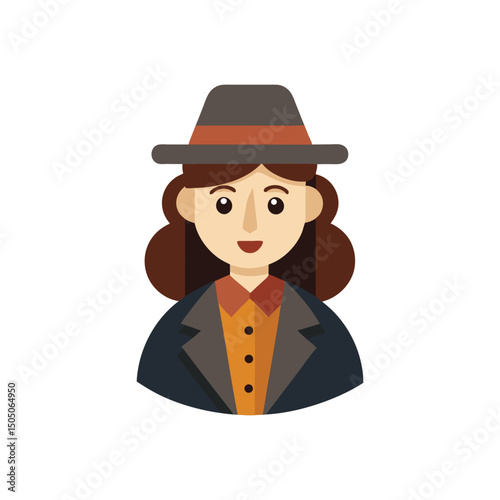 Woman In Coat and Hat logo vector illustration isolated on white background
