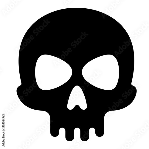 A simple black skull illustration, conveying a spooky and dark mood.
